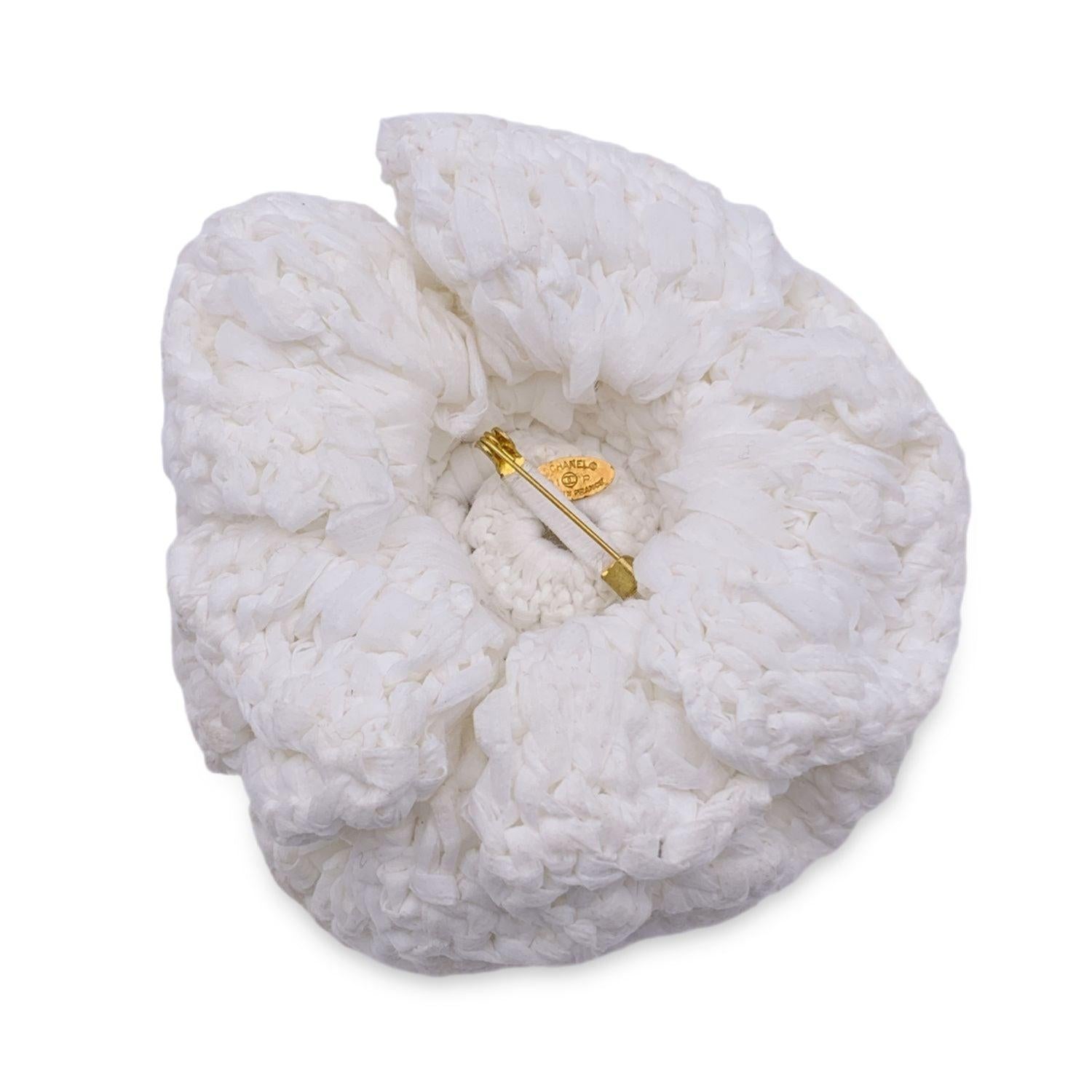 Women's Chanel White Crochet Camellia Camelia Flower Brooch Pin