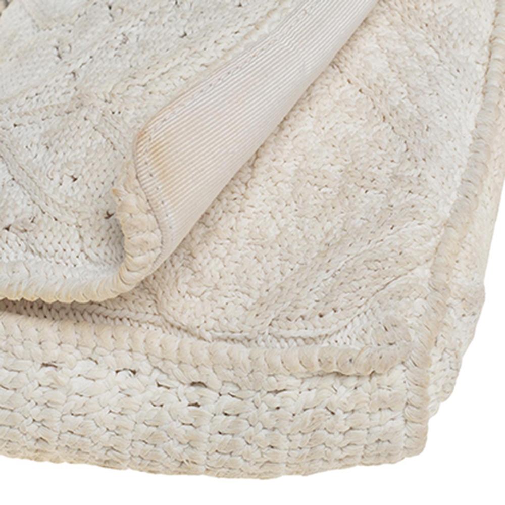 Chanel White Crochet Fabric Classic Flap Bag 5