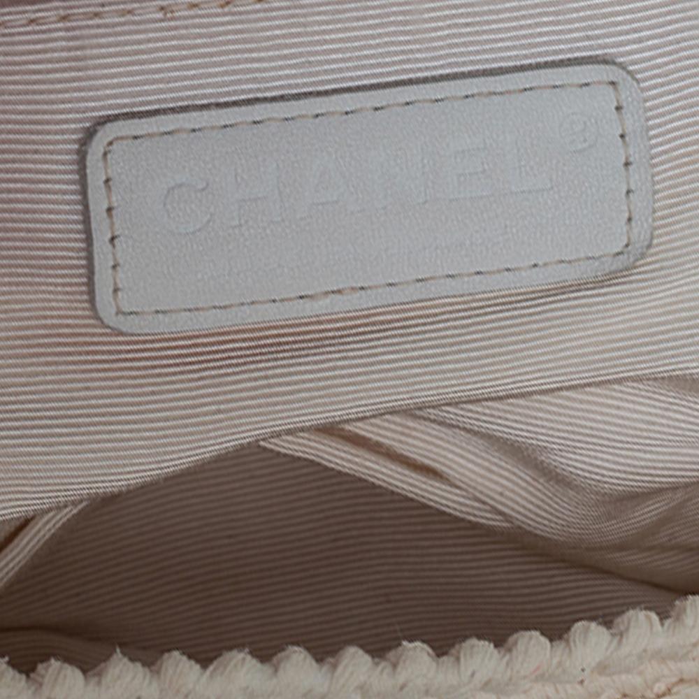 Chanel White Crochet Fabric Classic Flap Bag 1