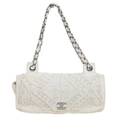 Chanel White Crochet Fabric Classic Flap Bag