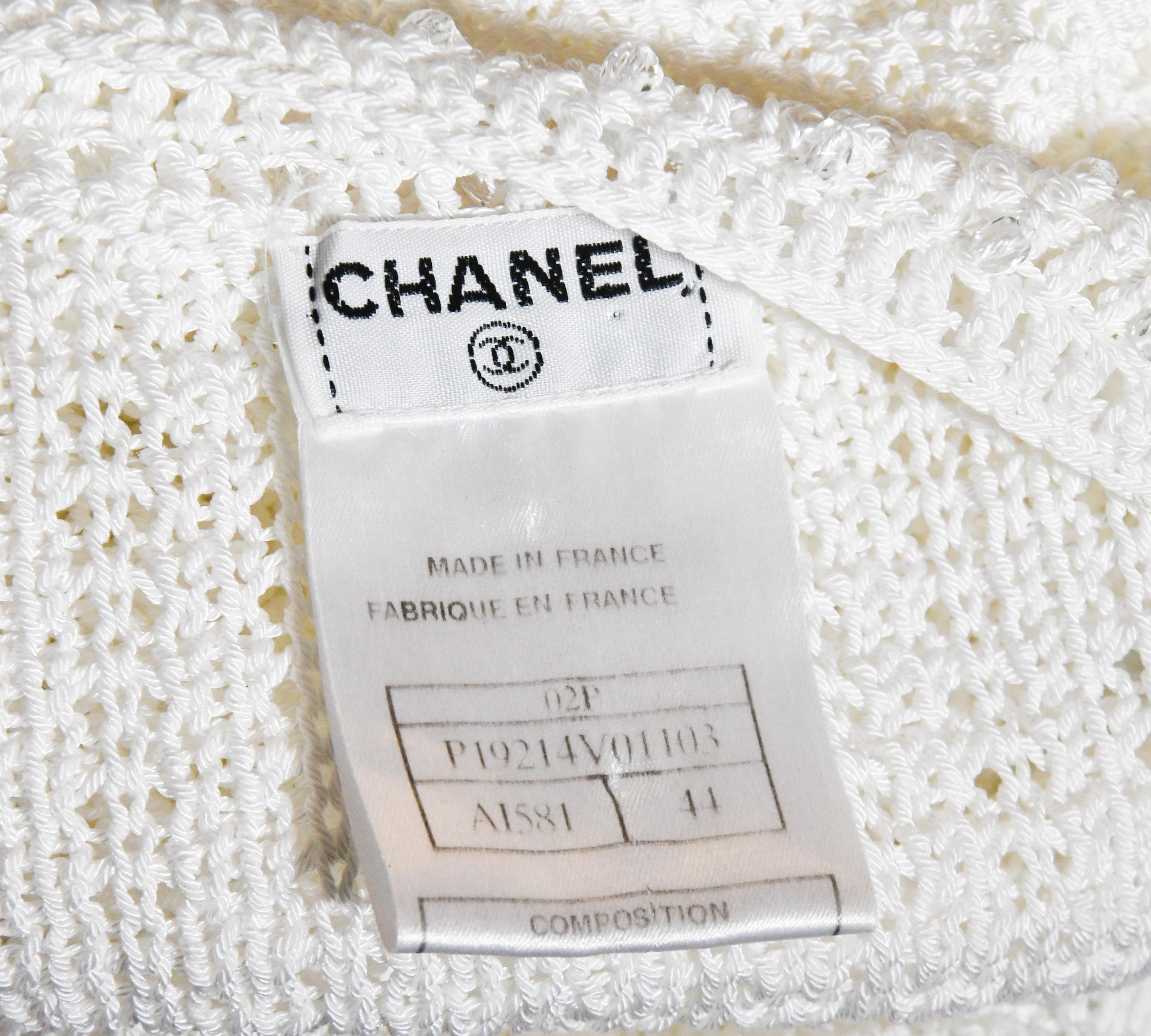 Gray Chanel White Crochet Sweater From 2002 Spring Collection For Sale