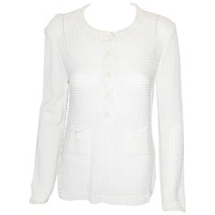 Chanel White Crochet Sweater From 2002 Spring Collection