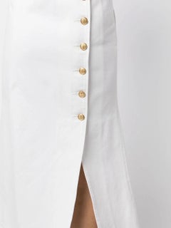 Gonna lunga con bottoni in denim bianco di Chanel