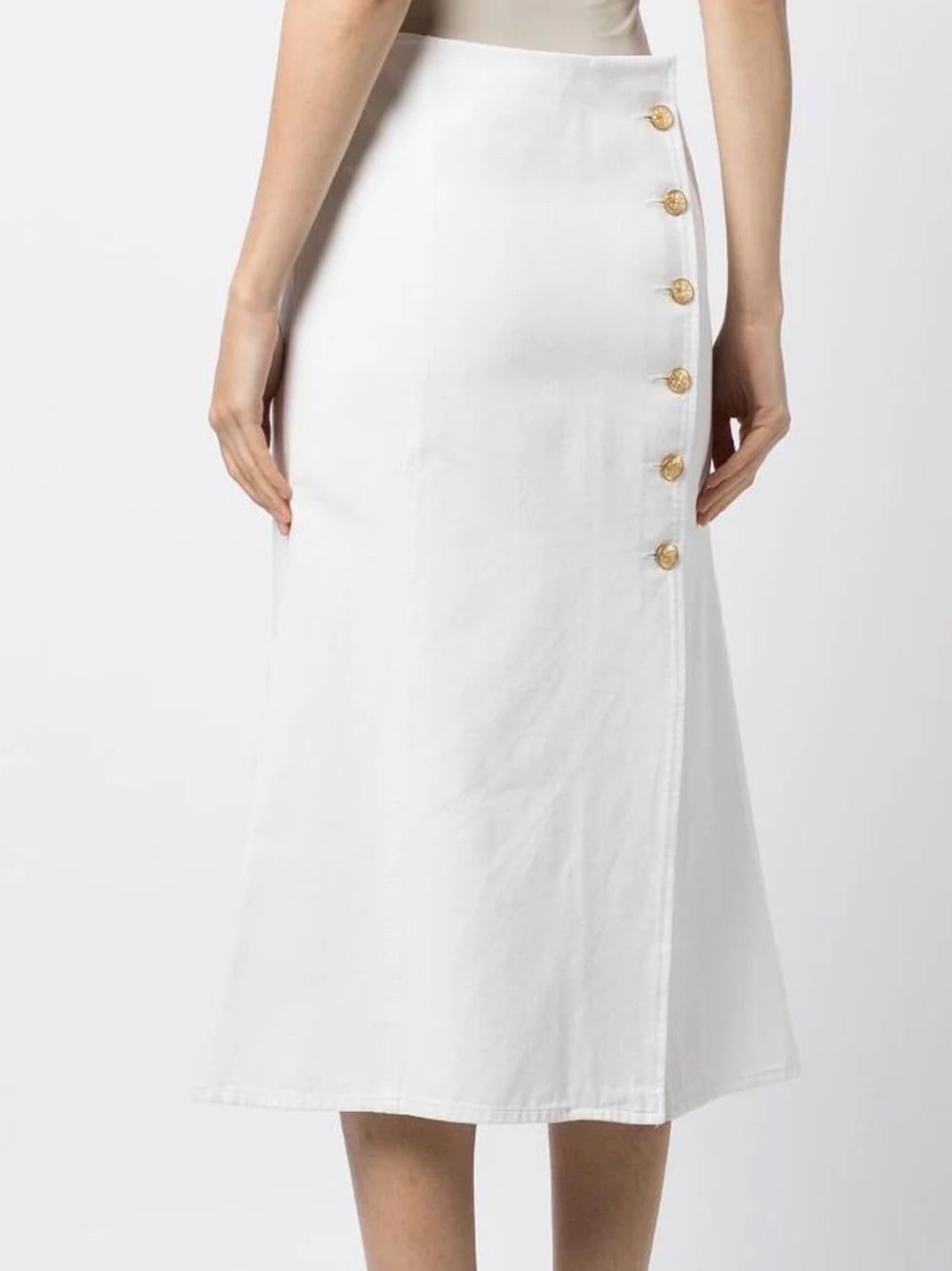 Women's or Men's Chanel White Denim Button Long Skirt For Sale
