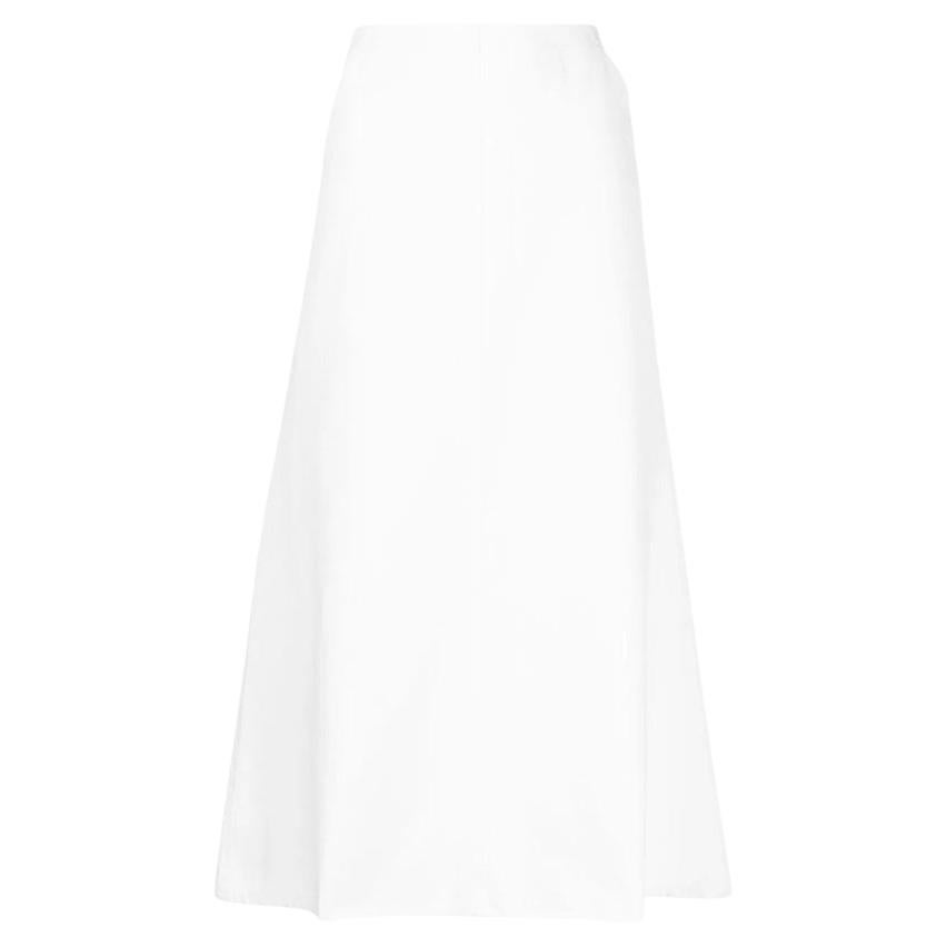 Chanel White Denim Button Long Skirt For Sale
