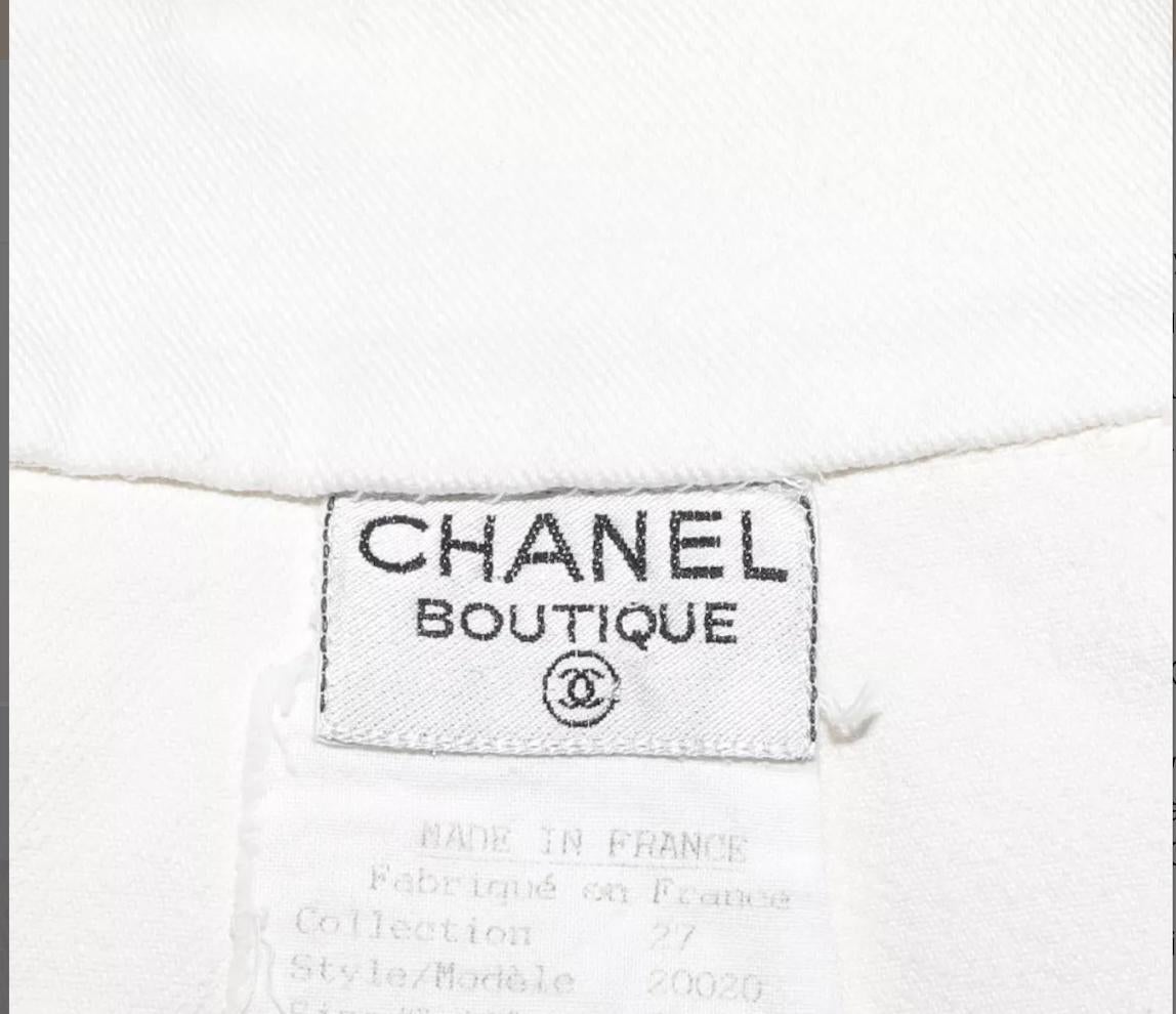 Chanel White Denim Pencil Skirt For Sale 2
