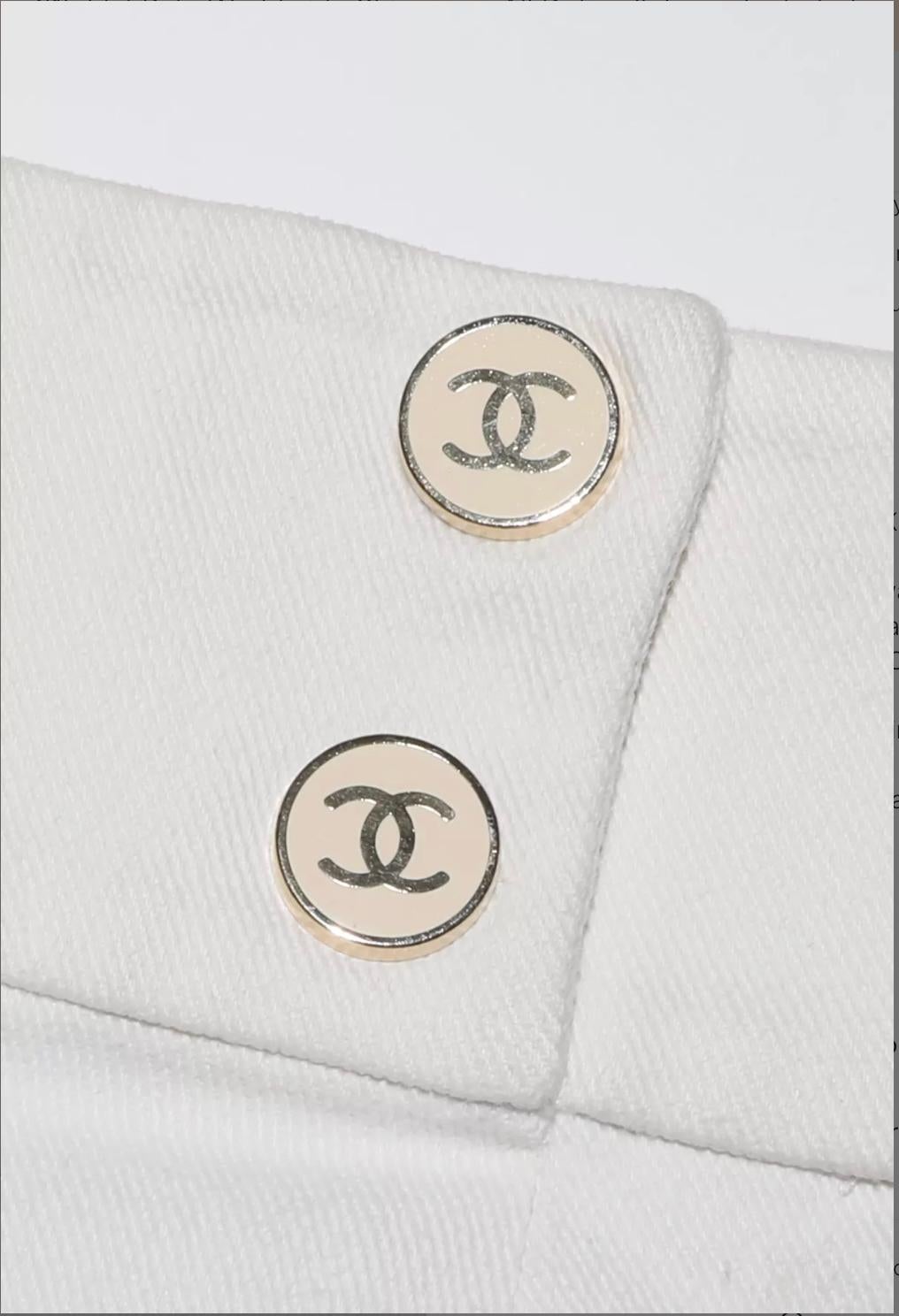 Chanel White Denim Pencil Skirt For Sale 3