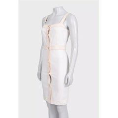 Chanel White Denim Sundress with Gold-Tone Buttons, Size FR 34 / XS