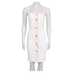 Chanel White Denim Sundress with Gold-Tone Buttons Size FR 34 / XS