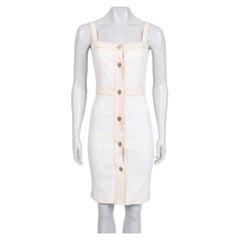 Chanel White Denim Sundress with Gold-Tone Buttons, Size FR 34 / XS