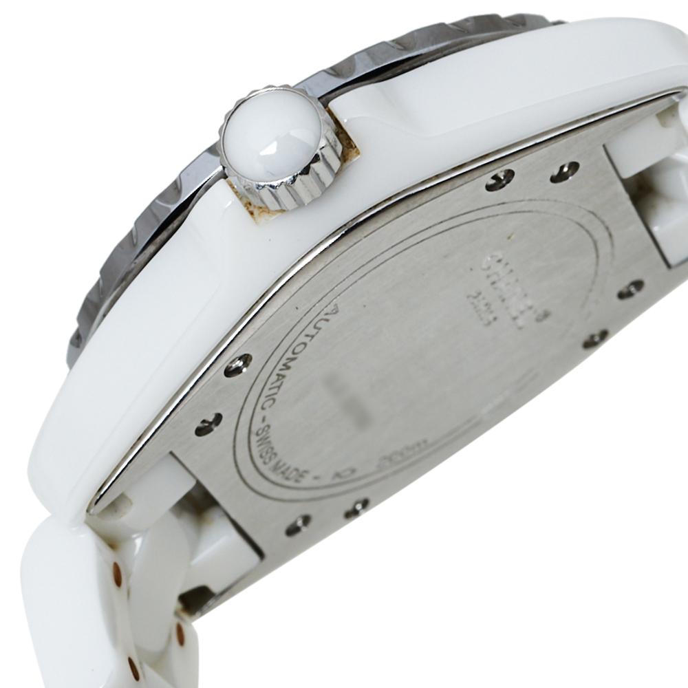 Women's or Men's Chanel White Diamonds Ceramic J12 Automatic Women's Wristwatch 39MM