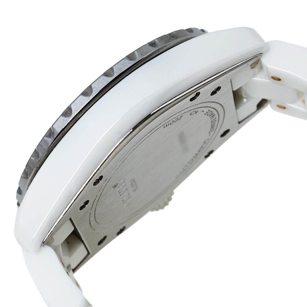 Chanel White Diamonds Ceramic J12 Automatic Women's Wristwatch 39MM 1