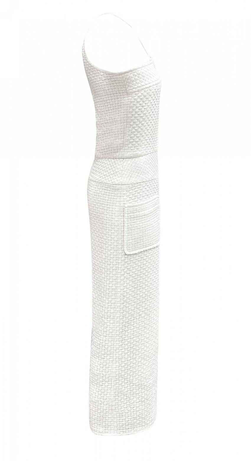 Women's CHANEL WHITE DRESS decorated with PEARL BUTTONS size 36