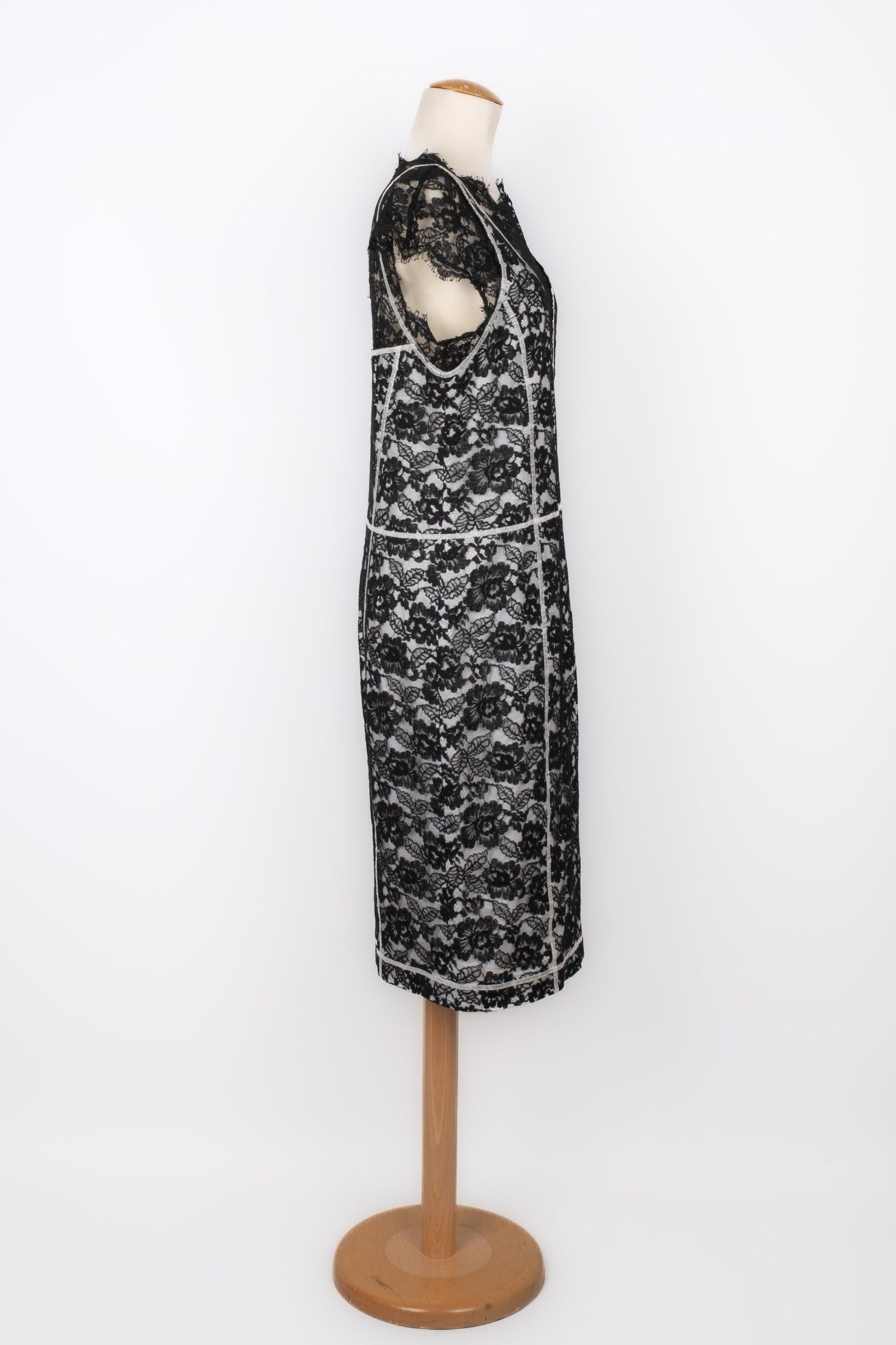 Women's Chanel White Dress with Black Lace
