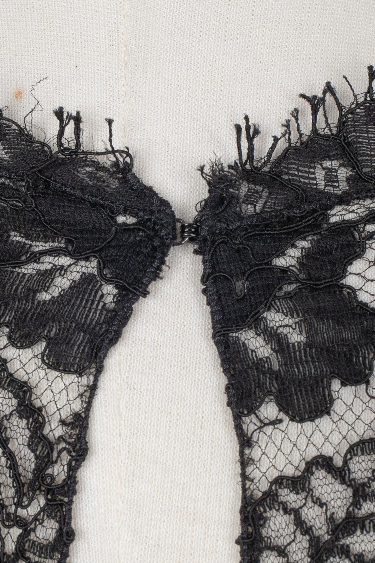 Chanel White Dress with Black Lace 3