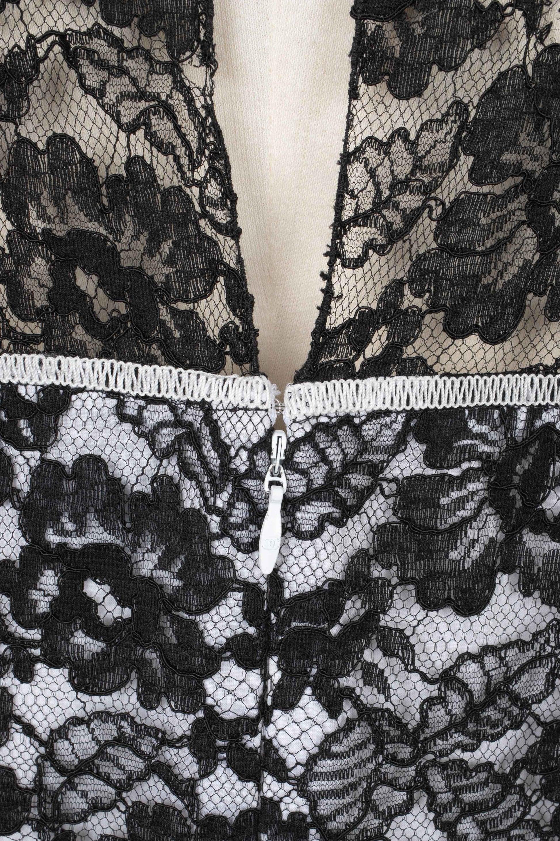 Chanel White Dress with Black Lace 4