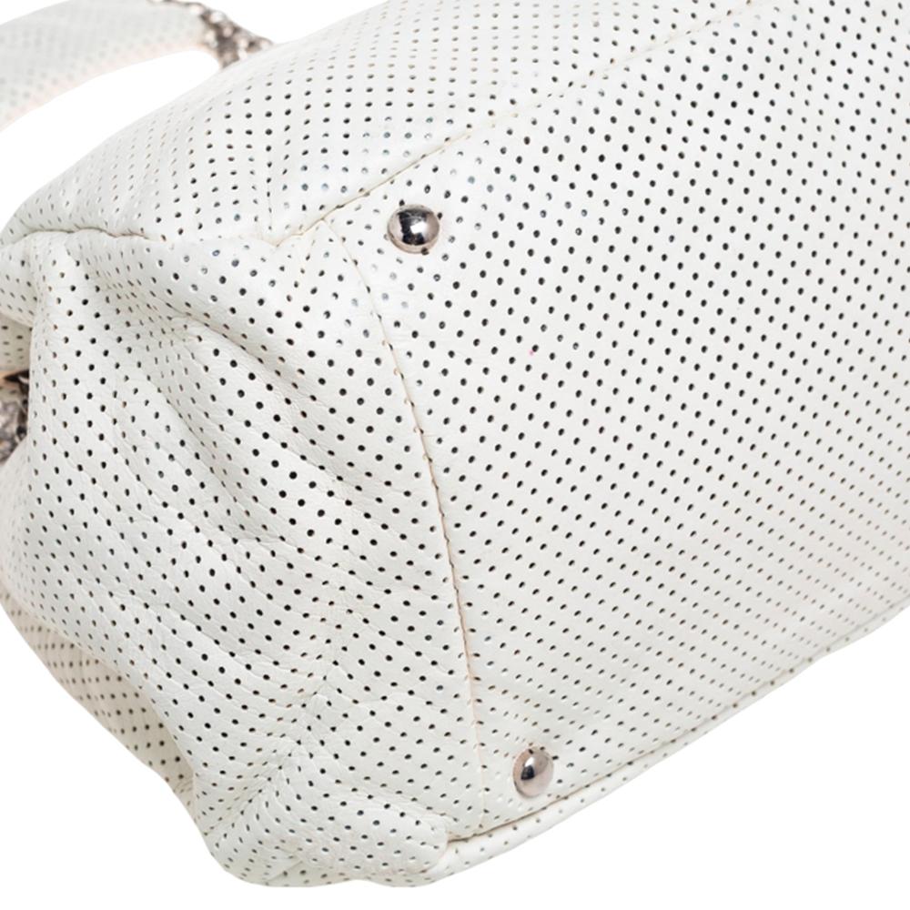 Chanel White Drill Perforated Leather Large Classic Flap Accordion Bag 5