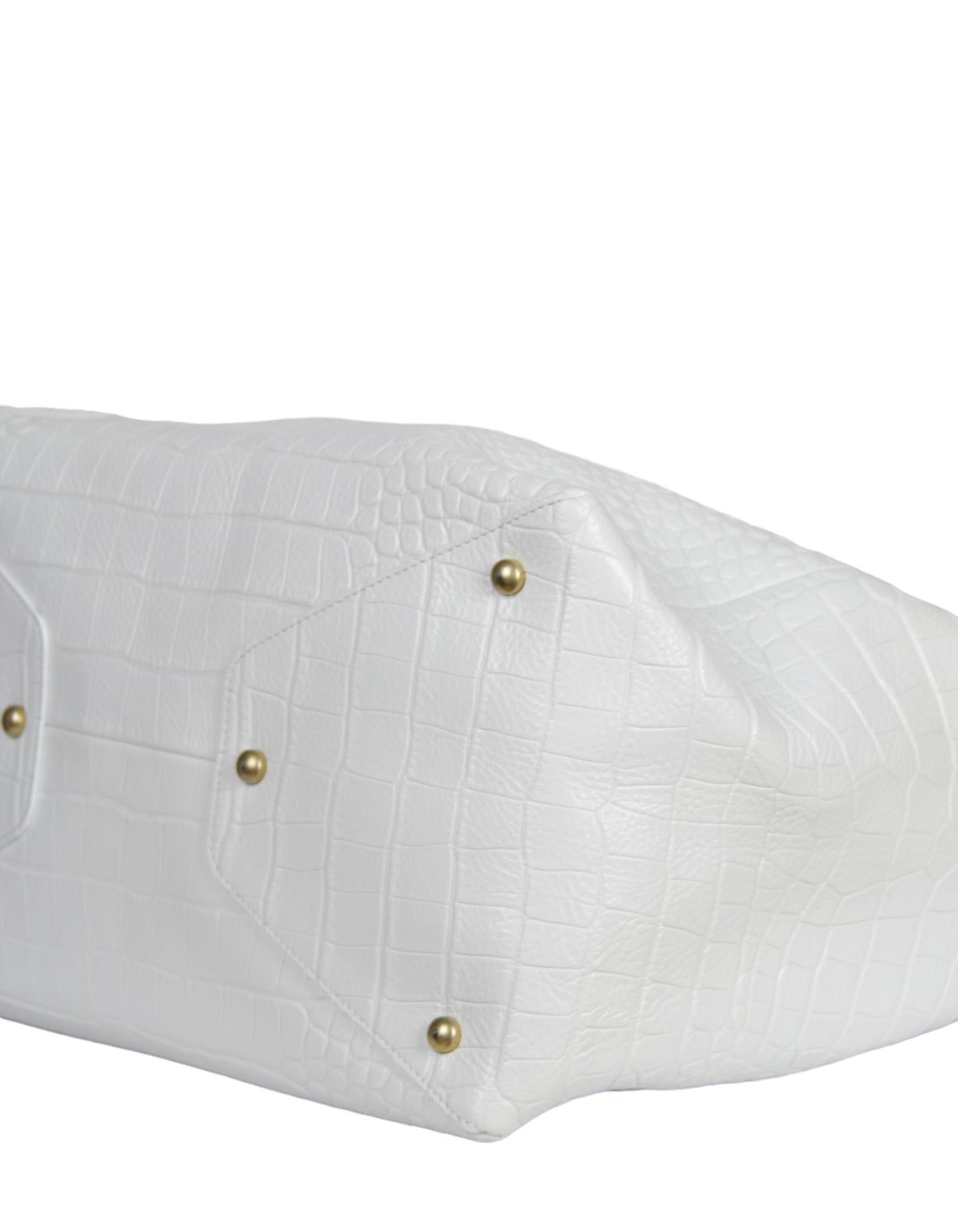 Chanel Paris-New York grand sac fourre-tout Coco en crocodile embossé blanc 1