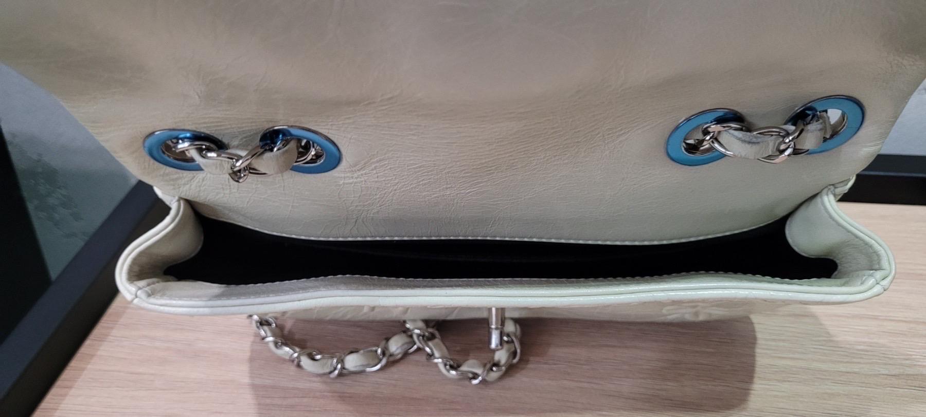 Chanel White Embossed Leather Precious Symbols Small Flap Bag For Sale 3