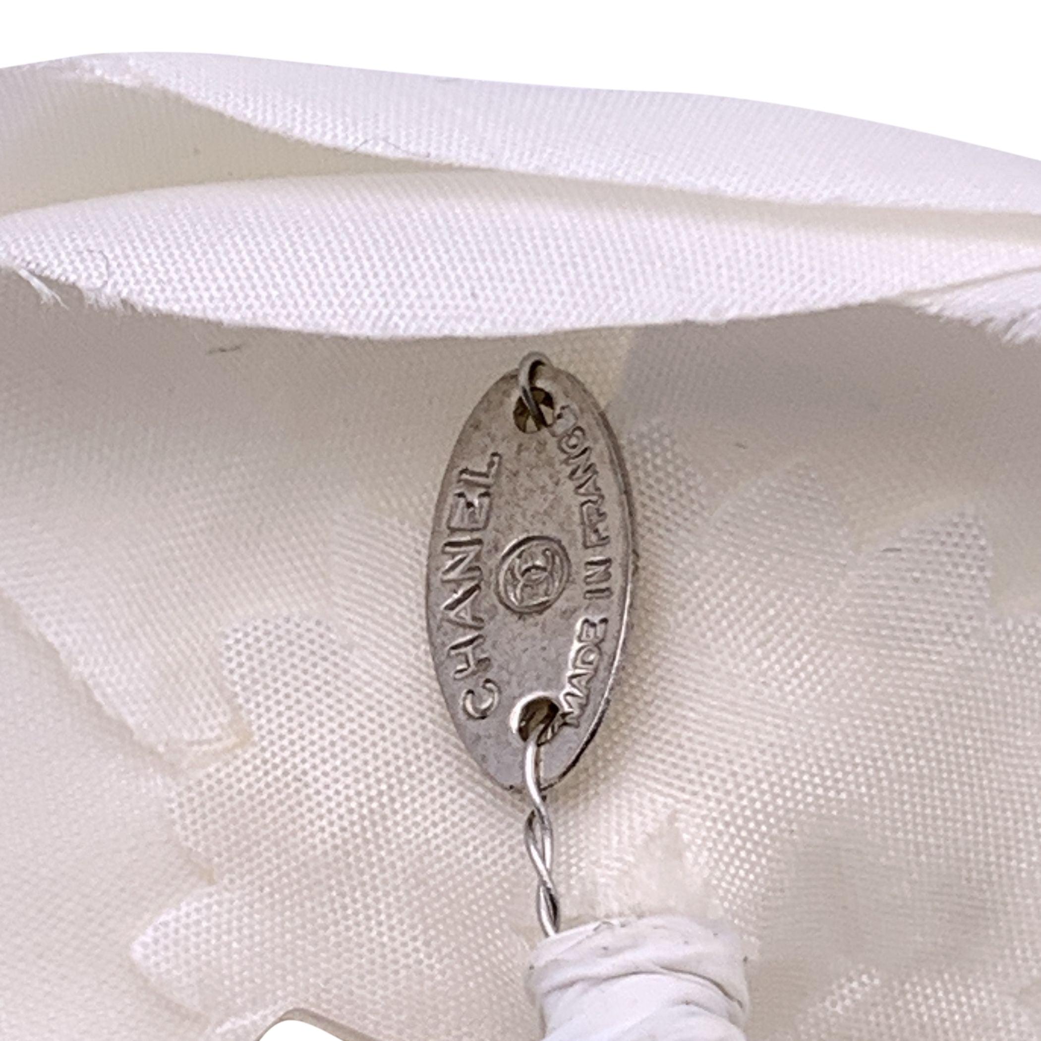 Chanel White Fabric Flower Small Camelia Camellia Brooch Pin 1