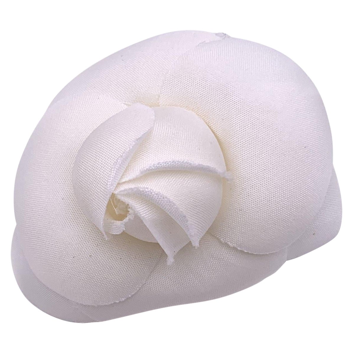 Chanel White Fabric Flower Small Camelia Camellia Brooch Pin