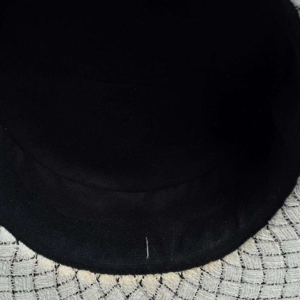 Chanel White Fantasy Tweed Boater Hat L 3