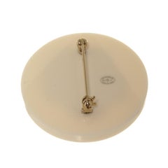 Chanel White Faux Pearl Mademoiselle Profile Pin Brooch