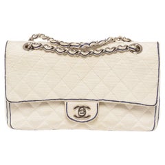 Chanel White Flap Classic Medium Handbag