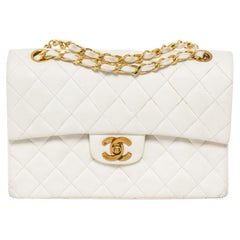 Chanel White Flap Classic Small Handbag