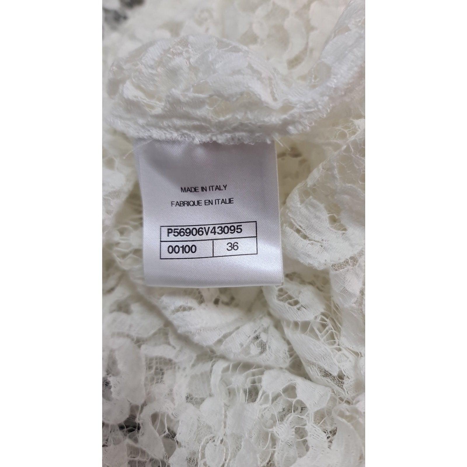 Chanel Weiß Floral Spitze Bluse Sz.36 im Angebot 2