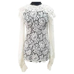 Chanel Weiß Floral Spitze Bluse Sz.36