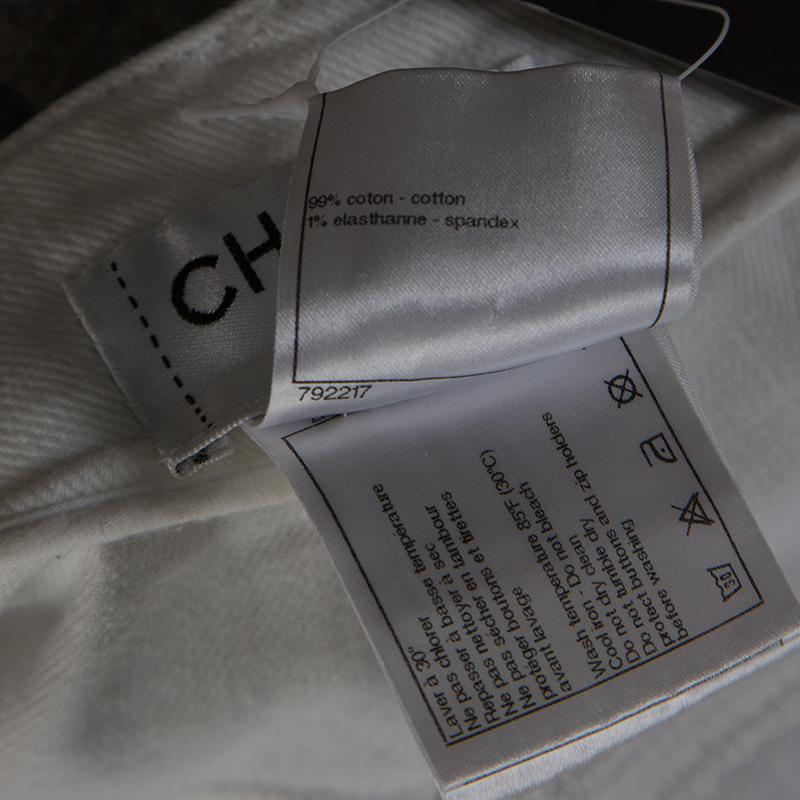 Gray Chanel White Floral Print Slim Fit Jeans L