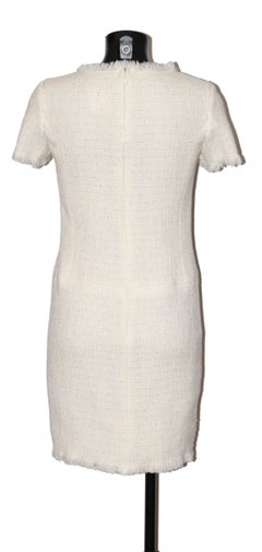 Chanel White Fringe Tweed Dress