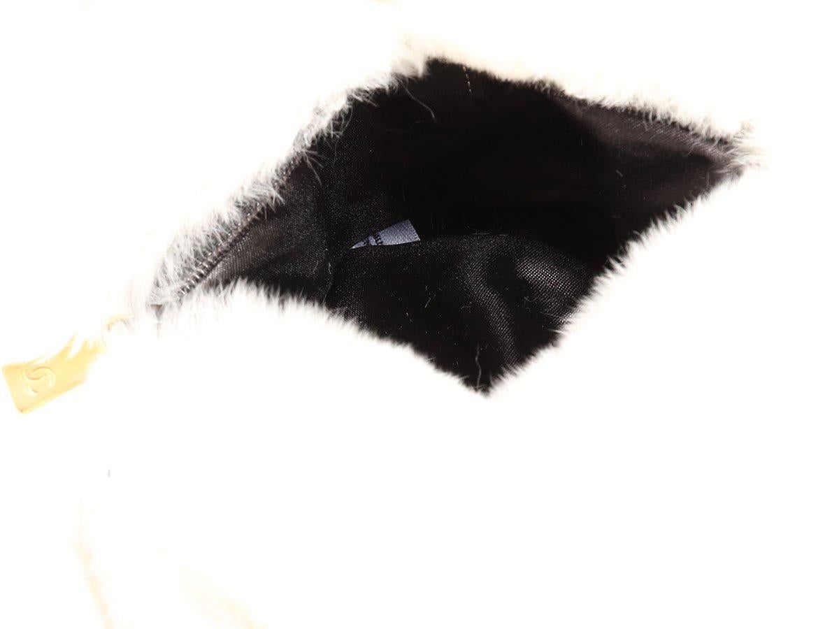 Chanel White Fur CC Logo Crossbody Muff For Sale 7