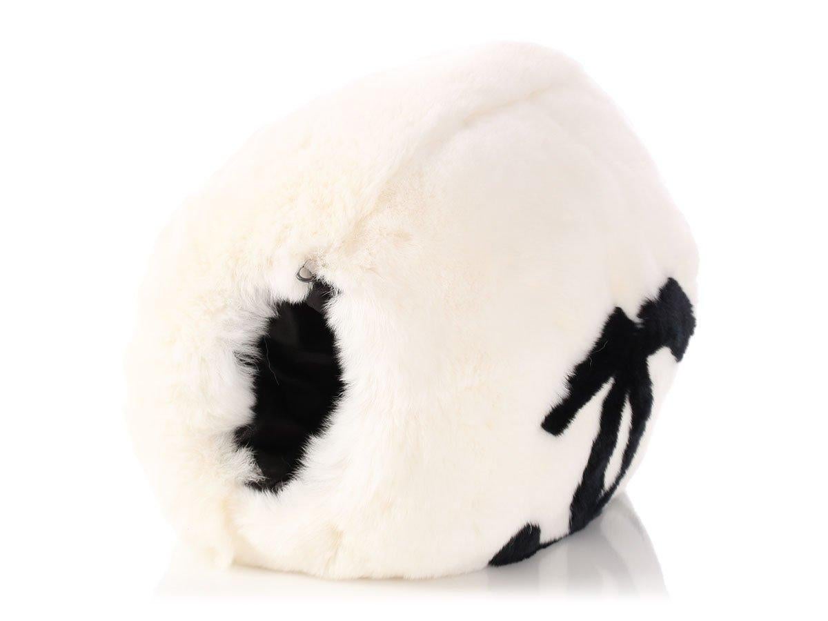 Chanel White Fur CC Logo Crossbody Muff For Sale 4