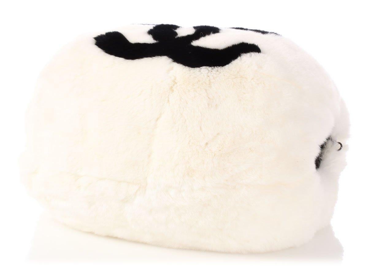 Chanel White Fur CC Logo Crossbody Muff For Sale 5