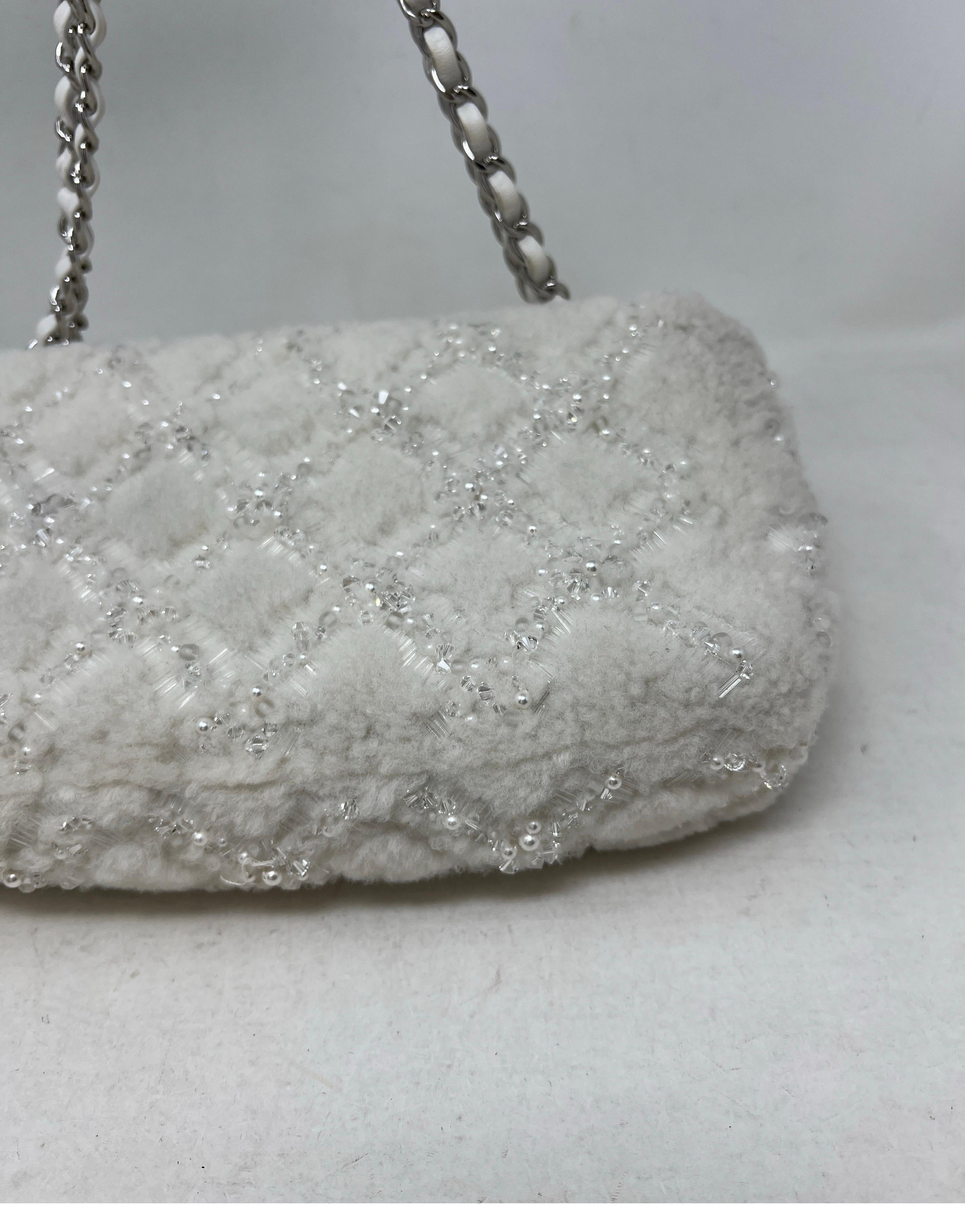 Chanel White Fur Medium Flap Bag 7