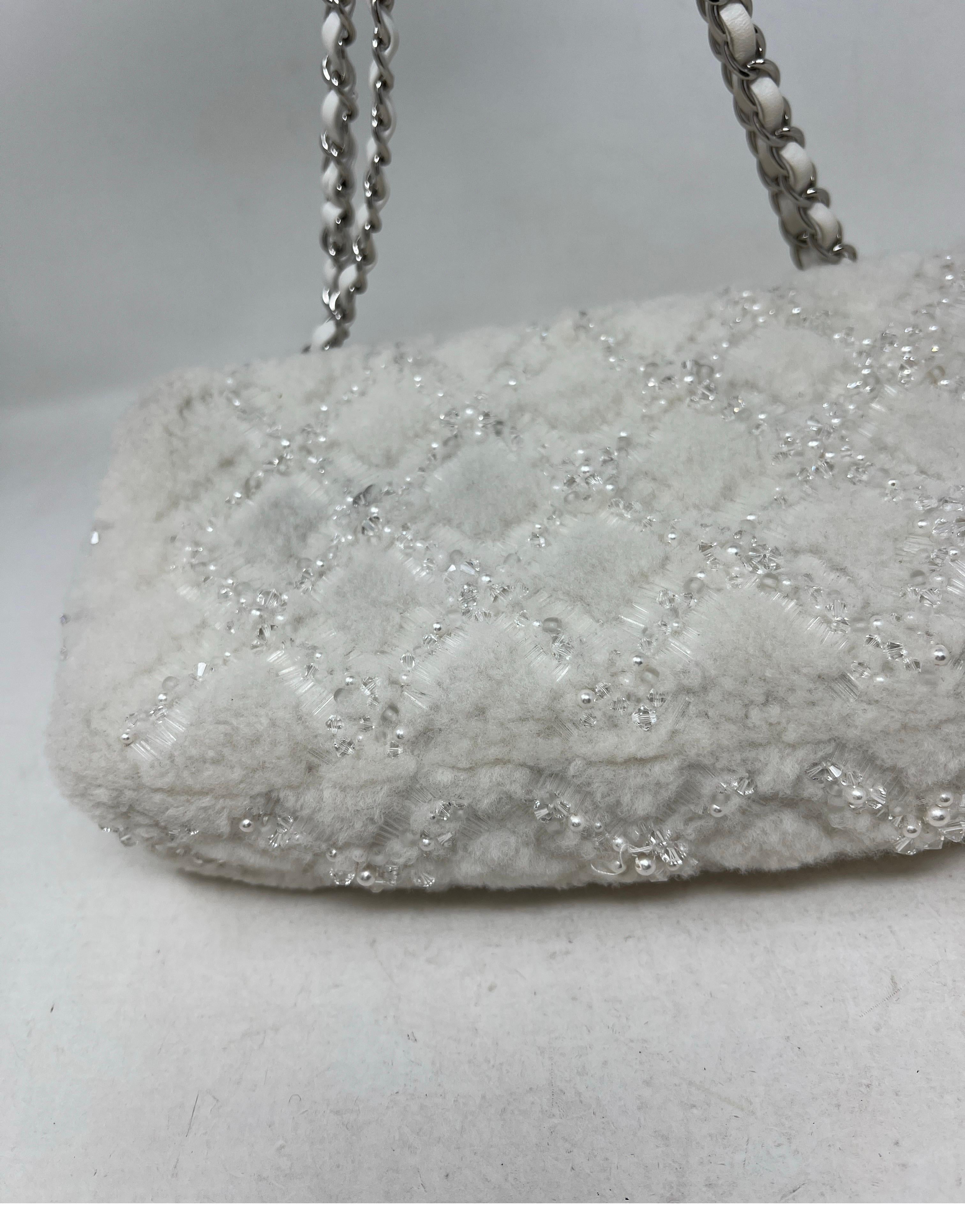 Chanel White Fur Medium Flap Bag 8