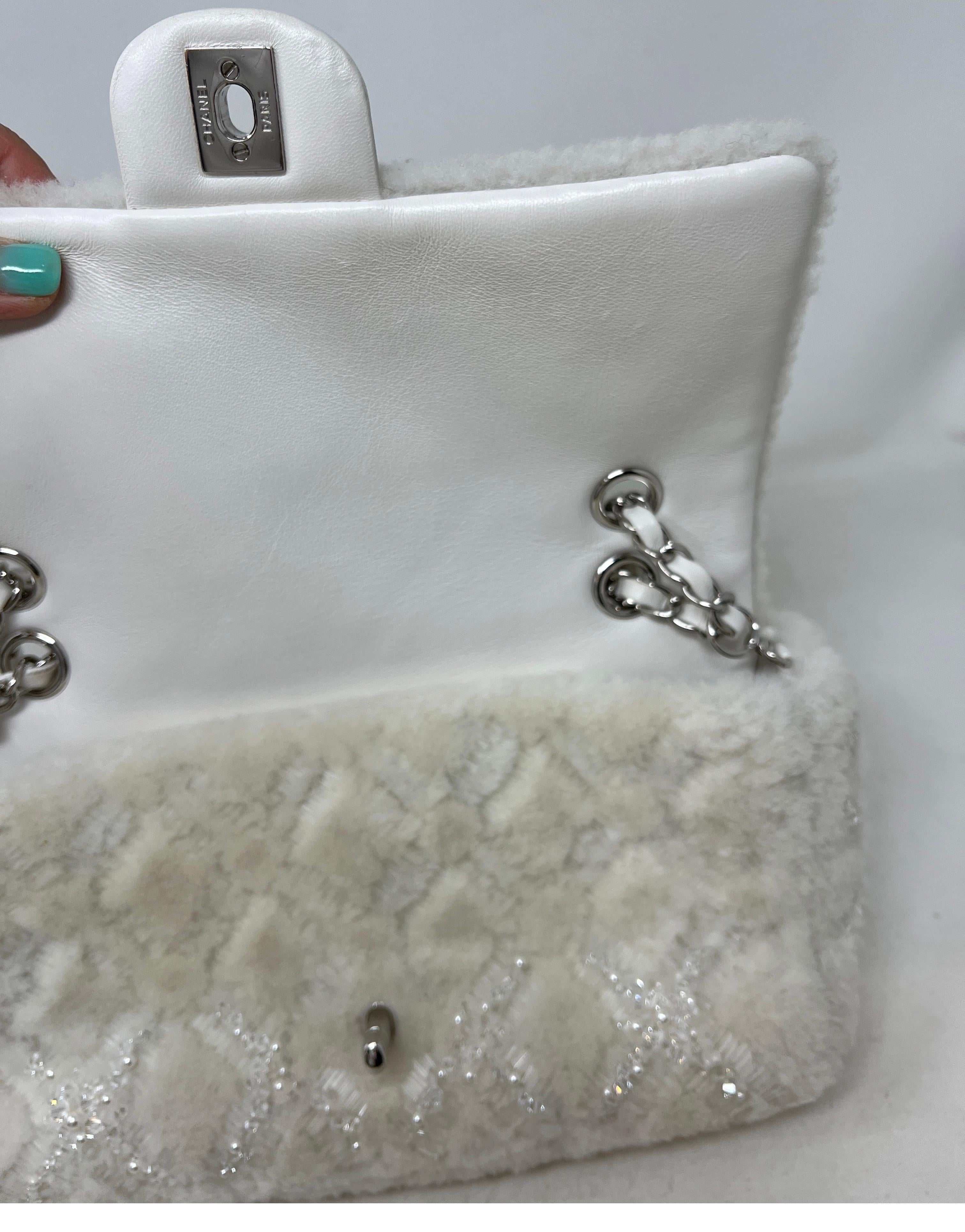 Chanel White Fur Medium Flap Bag 10