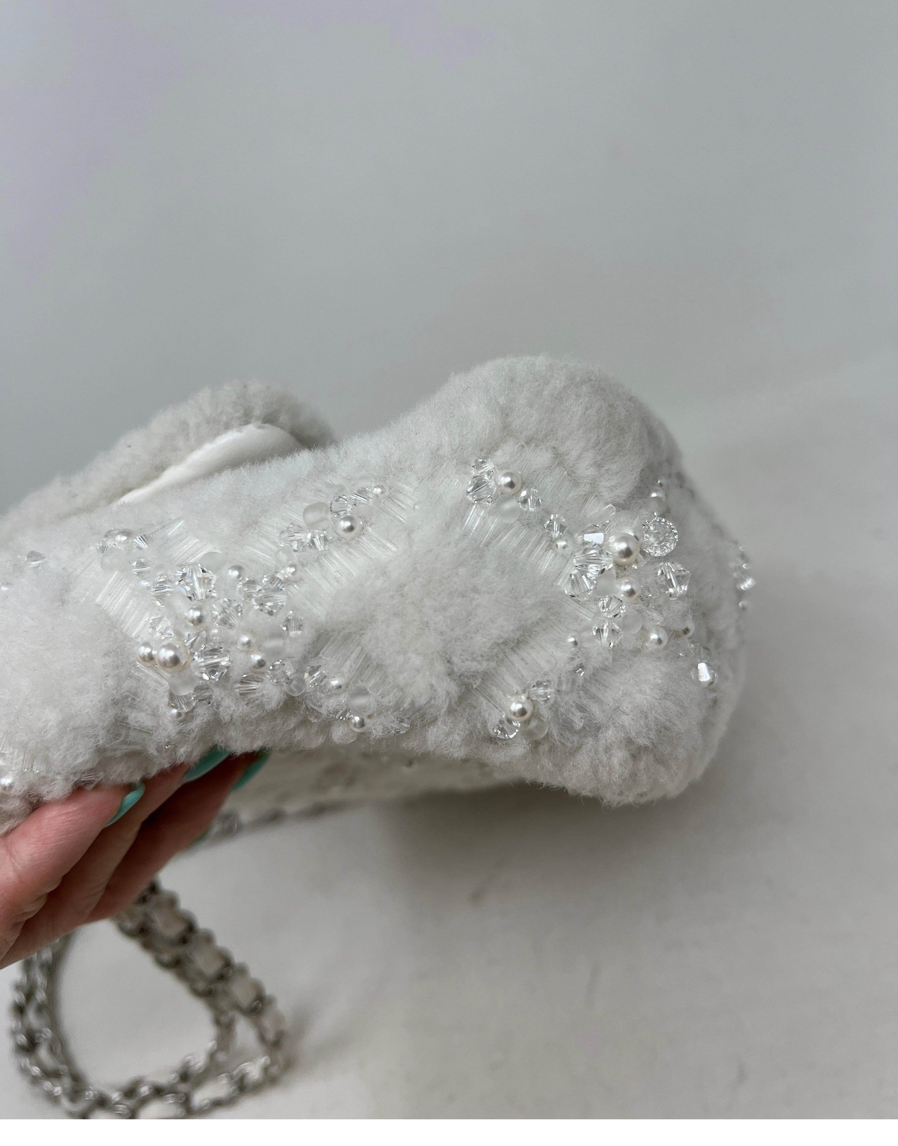 Chanel White Fur Medium Flap Bag 2