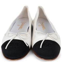 CHANEL white glitter fabric CLASSIC BALLET Flats Shoes 39
