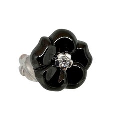 Chanel White Gold, Black Ceramic and Diamond Camélia Galbé Ring and Bracelet