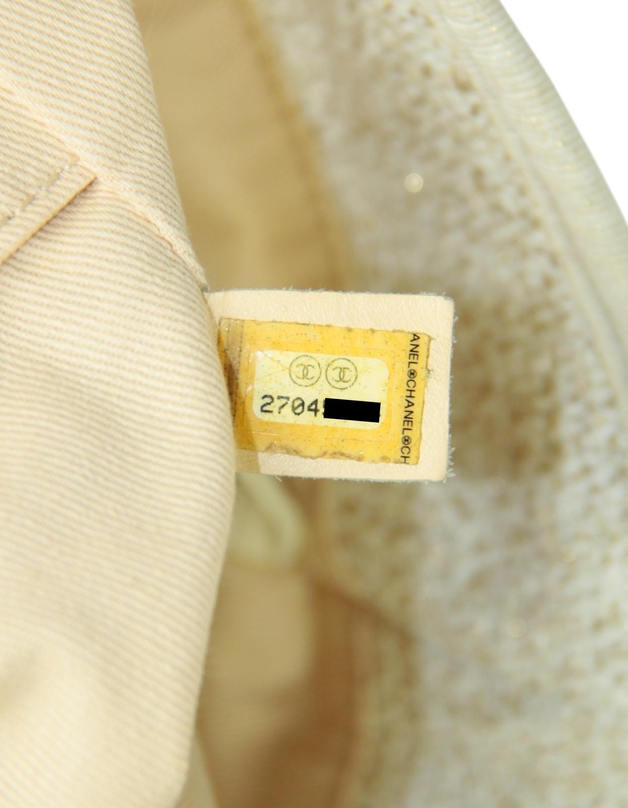 Chanel Borsa media Deauville in tela lurex bianco/oro in vendita 3