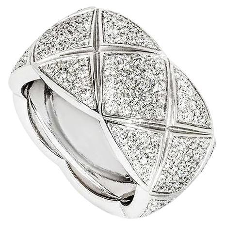 Chanel White Gold Diamond Coco Crush Ring Size 51 J10955