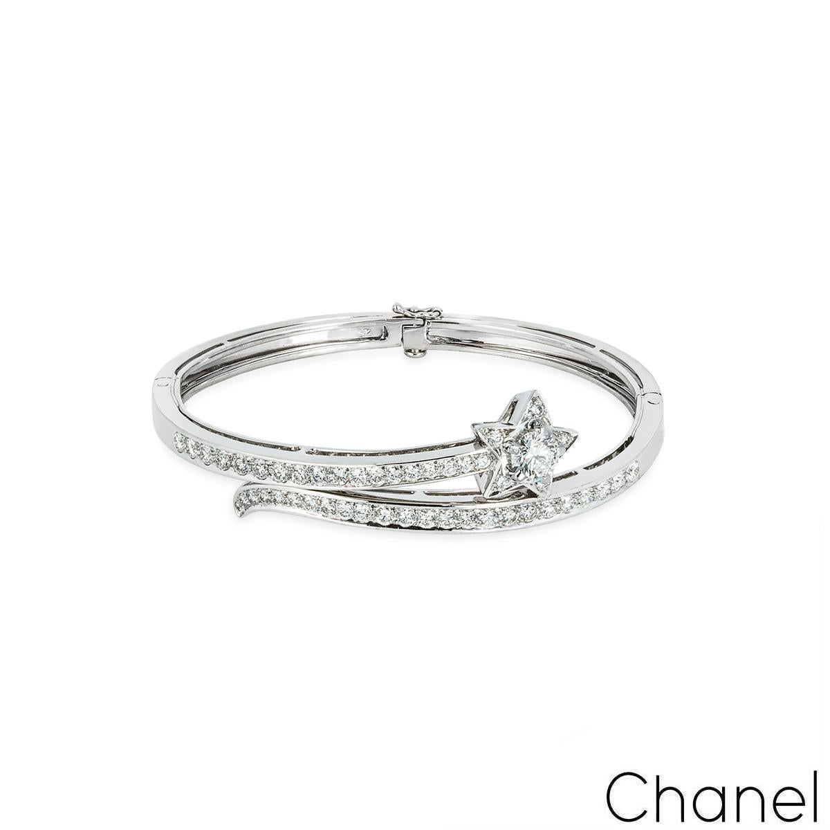 Round Cut Chanel White Gold Diamond Comete Bracelet J0690 For Sale