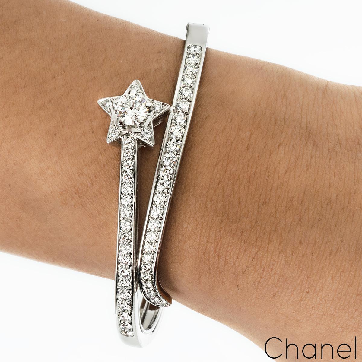 Women's Chanel White Gold Diamond Comete Bracelet J0690 For Sale