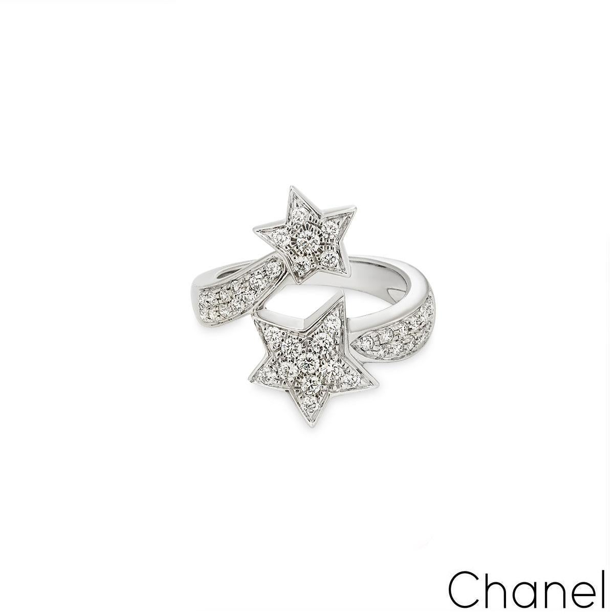 Round Cut Chanel White Gold Diamond Comete Geode Ring J0387