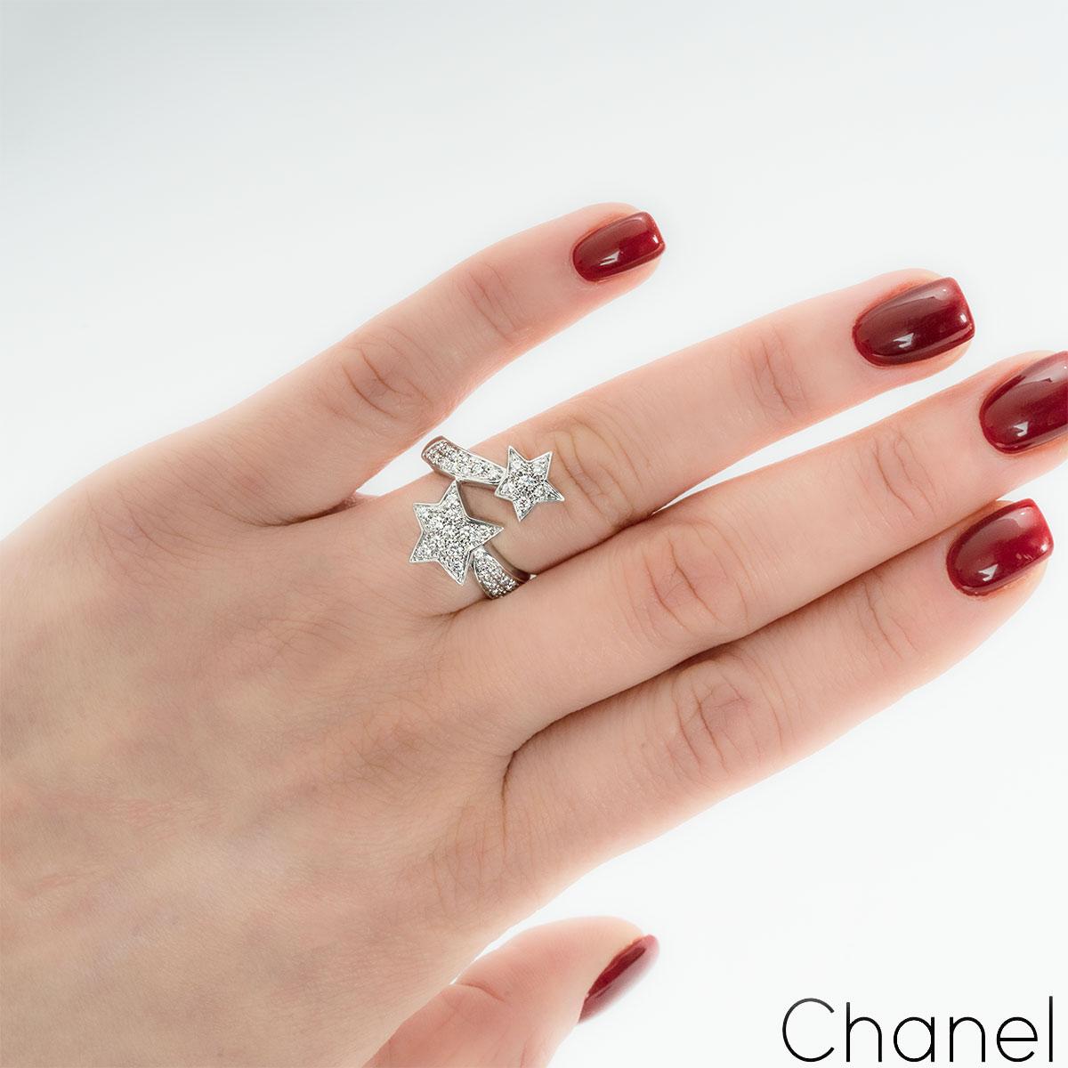 Women's Chanel White Gold Diamond Comete Geode Ring J0387 For Sale
