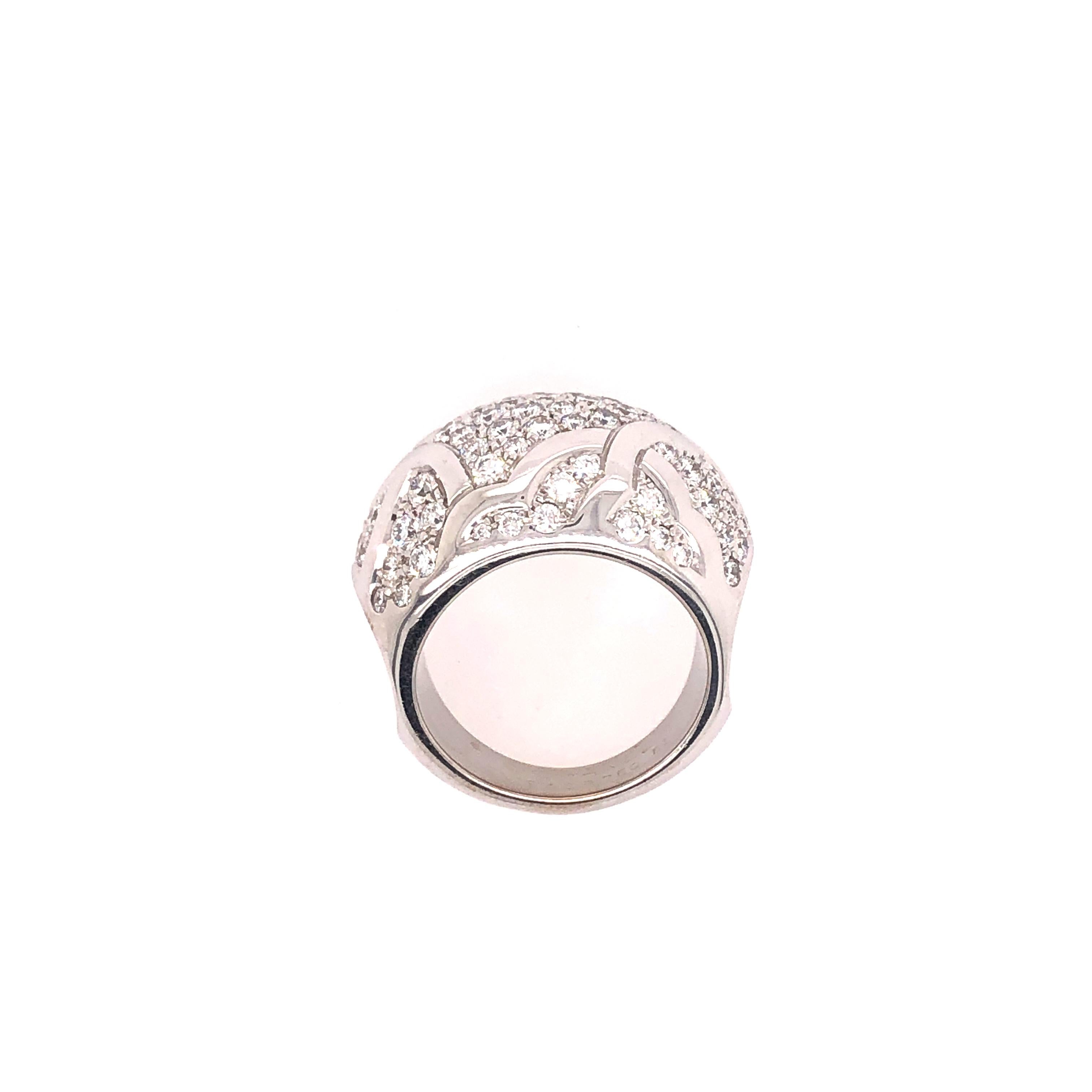 Contemporary Chanel White Gold Diamond Dome Ring For Sale