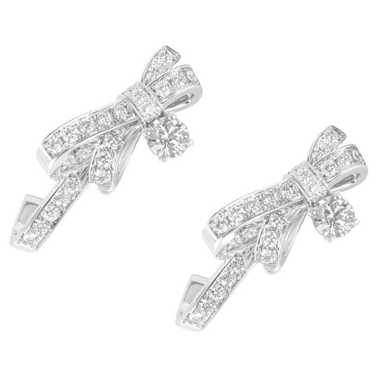 Chanel White Gold Diamond Ruban Earrings J11150 at 1stDibs